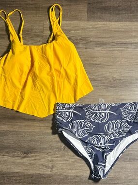 SouqFone Ruffled Tankini Top With High Waisted Bikini Swim Set